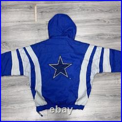 Vintage Starter Dallas Cowboys Quarter Zip Puffer Jacket Large RARE MENS BLUE