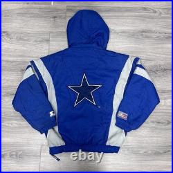 Vintage Starter Dallas Cowboys Quarter Zip Puffer Jacket Large RARE MENS BLUE