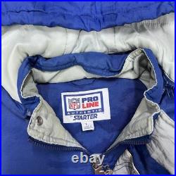 Vintage Starter Dallas Cowboys Quarter Zip Puffer Jacket Large RARE MENS BLUE