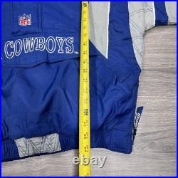 Vintage Starter Dallas Cowboys Quarter Zip Puffer Jacket Large RARE MENS BLUE
