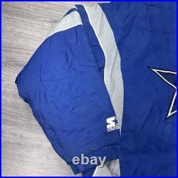 Vintage Starter Dallas Cowboys Quarter Zip Puffer Jacket Large RARE MENS BLUE