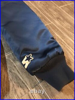Vintage Starter Dallas Cowboys Satin Jacket Bomber Mens Medium Blue