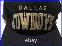 Vintage Starter Dallas Cowboys Wool Snapback Hat Cap Arch Block Letter Used NFL