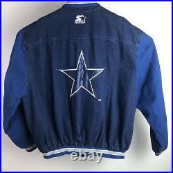 Vintage Starter Jacket Dallas Cowboys Denim Varisty Style Jacket Men's Size XL