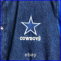 Vintage Starter Jacket Dallas Cowboys Denim Varisty Style Jacket Men's Size XL
