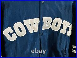 Vintage Starter Jacket Dallas Cowboys Varisty Team NFL Striped Size Large Rare