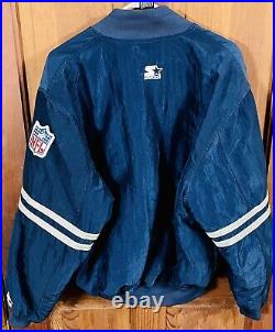 Vintage Starter Jacket Dallas Cowboys Varisty Team NFL Striped Size Large Rare