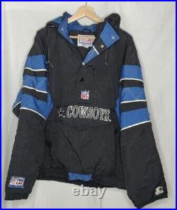 Vintage Starter Jacket Men's XL NFL Dallas Cowboys Pro Line 1/2 Zip Texas 90's