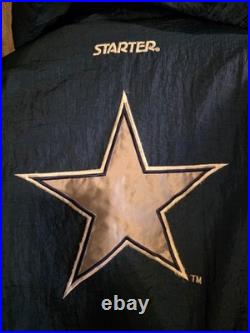 Vintage Starter NFL Dallas Cowboys Anorak Jacket Size XL VTG 1990s Zip Navy