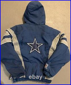 Vintage Starter Pro Line NFL Dallas Cowboys Pullover Jacket XL Blue TEENS-BOYS