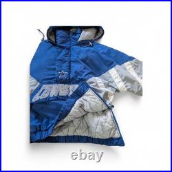 Vintage Starter Proline Dallas Cowboys Puffer 1/4 Zip Jacket Spellout Medium