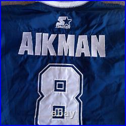 Vintage Troy Aikman Dallas Cowboys Jacket XL Starter NFL Collection Blue Men