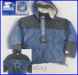 Vintage Y2K Dallas Cowboys Pro Line Starter Puffer Jacket Mens L Hooded Pullover