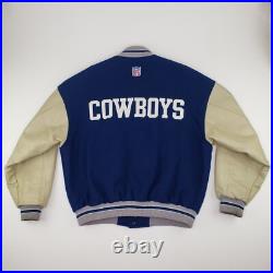 Vintage Y2K Nike Dallas Cowboys Blue Letterman Varsity Jacket Leather Medium NFL