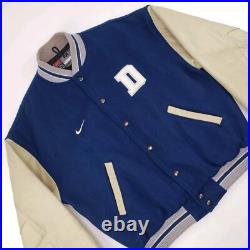 Vintage Y2K Nike Dallas Cowboys Blue Letterman Varsity Jacket Leather Medium NFL