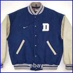 Vintage Y2K Nike Dallas Cowboys Blue Letterman Varsity Jacket Leather Medium NFL