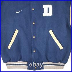 Vintage Y2K Nike Dallas Cowboys Blue Letterman Varsity Jacket Leather Medium NFL