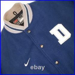 Vintage Y2K Nike Dallas Cowboys Blue Letterman Varsity Jacket Leather Medium NFL