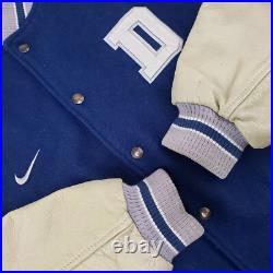 Vintage Y2K Nike Dallas Cowboys Blue Letterman Varsity Jacket Leather Medium NFL