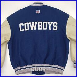 Vintage Y2K Nike Dallas Cowboys Blue Letterman Varsity Jacket Leather Medium NFL