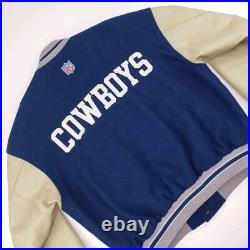 Vintage Y2K Nike Dallas Cowboys Blue Letterman Varsity Jacket Leather Medium NFL