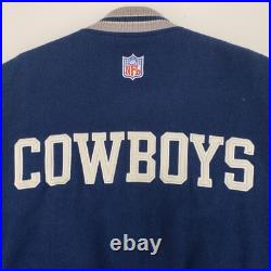 Vintage Y2K Nike Dallas Cowboys Blue Letterman Varsity Jacket Leather Medium NFL