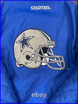 Vintage starter dallas cowboys jacket size medium blue nfl football authentic