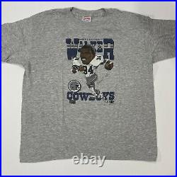 Vtg 1987 80s Dallas Cowboys Herschel Walker Courtside Caricature NFL SS Shirt XL