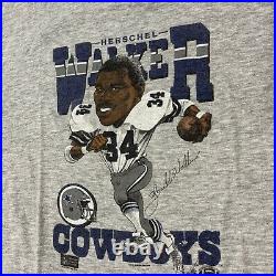 Vtg 1987 80s Dallas Cowboys Herschel Walker Courtside Caricature NFL SS Shirt XL