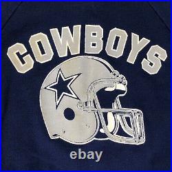 Vtg 70 80's Logo 7 Blue NFL Dallas Cowboys Team Football 50/50 RAGLAN Sweatshirt