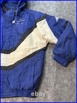 Vtg 90s NFL Pro Line Apex Dallas Cowboys Big Star Zip Jacket M Removable Hood
