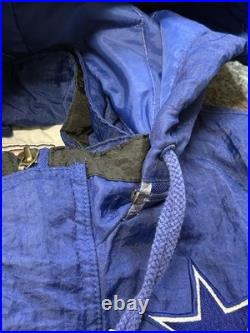 Vtg 90s NFL Pro Line Apex Dallas Cowboys Big Star Zip Jacket M Removable Hood