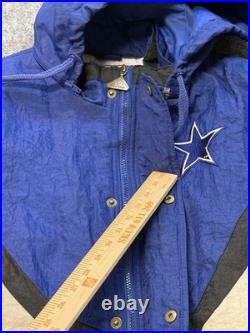 Vtg 90s NFL Pro Line Apex Dallas Cowboys Big Star Zip Jacket M Removable Hood