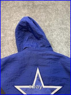 Vtg 90s NFL Pro Line Apex Dallas Cowboys Big Star Zip Jacket M Removable Hood