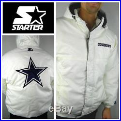 Vtg 90s Starter Dallas Cowboys NFL Puffer Jacket Coat XL White Blue Football