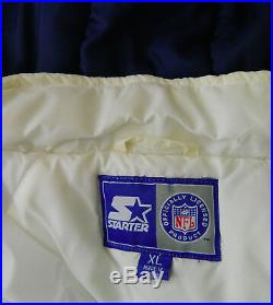 Vtg 90s Starter Dallas Cowboys NFL Puffer Jacket Coat XL White Blue Football