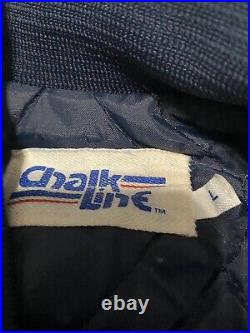 Vtg Chalk Line Sz Large NFL Dallas Cowboys Snap Button Nylon Satin Bomber Jacket