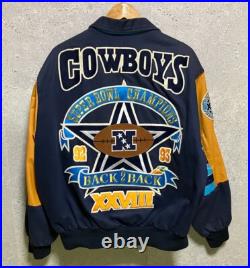Vtg Dallas Cowboys Jeff Hamilton Back 2 Back Superbowl Champions Jacket Size M