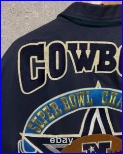Vtg Dallas Cowboys Jeff Hamilton Back 2 Back Superbowl Champions Jacket Size M