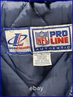 Vtg Dallas Cowboys NFL Proline Jacket Sz 2XL XXL Mens Blue Black Hood Puffer