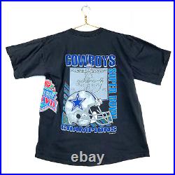Vtg Dallas Cowboys Super Bowl Salem T-shirt XL Black 1993 Nfl Wrap Around Print