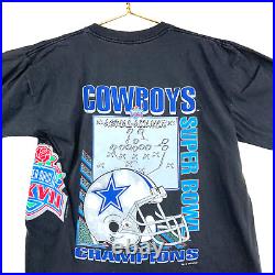 Vtg Dallas Cowboys Super Bowl Salem T-shirt XL Black 1993 Nfl Wrap Around Print