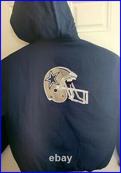Vtg. Dallas Cowboys XL Removable Hood Full Zip Starter Jacket