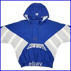 Vtg Rare NFL Dallas Cowboys Blue Starter Puffer Jacket Mens XL