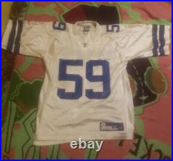 Vtg Reebok NFL Dallas Cowboys White Football Jersey # 59 Dat Nguyen M Rare