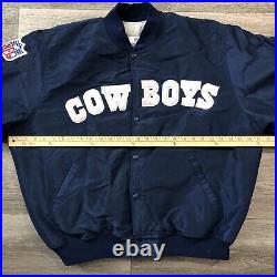 Vtg STARTER PRO LINE NFL Dallas Cowboys Spellout Satin Bomber Jacket Men's Sz XL Vtg STARTER PRO LINE NFL Dallas Cowboys Spellout Satin Bomber Jacket Men's Sz XL
