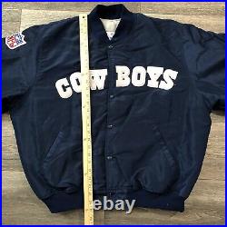 Vtg STARTER PRO LINE NFL Dallas Cowboys Spellout Satin Bomber Jacket Men's Sz XL Vtg STARTER PRO LINE NFL Dallas Cowboys Spellout Satin Bomber Jacket Men's Sz XL