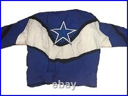 Vtg Starter Apex One Dallas Cowboys Men's Hooded Puffer Jacket SZ XL Zip Up