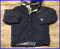 Vtg Starter Dallas Cowboys NFL Blue Football Parka Coat Jacket Men's Size Large